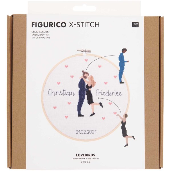 Rico Design | Stickpackung | Figurico | Lovebirds Ø 20 cm