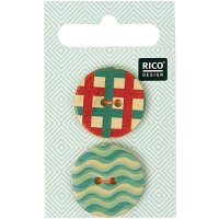Rico Design | Holzknopf grafisch 2,5cm 2 Stück bedruckt