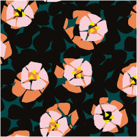 Rico Design | Meterware Druckstoff Okina Hana Blumen grün-rosa 140cm