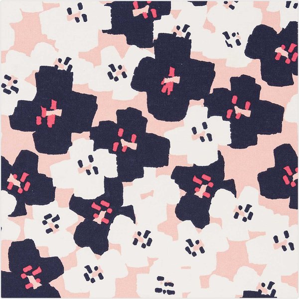 Rico Design | Meterware Druckstoff Okina Hana kleine Blumen pink-schwarz 140cm