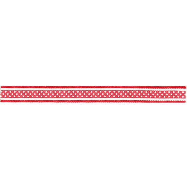 Rico Design | Ribbon Muster weiß-rot 13mm 2m