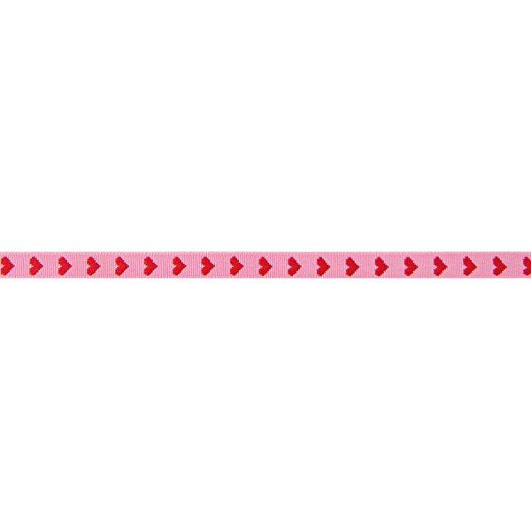 Rico Design | Ribbon gewebte Herzen rosa-rot 12mm 2m