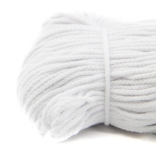 4mm | 100m Kordel | 100% Baumwolle | mit Polyester Kern | Weiß