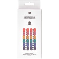 Rico Design | Makramee Perlen aus Holz | Regenbogenfarben, 17x22mm, Bohrung 10mm, 24 Stück
